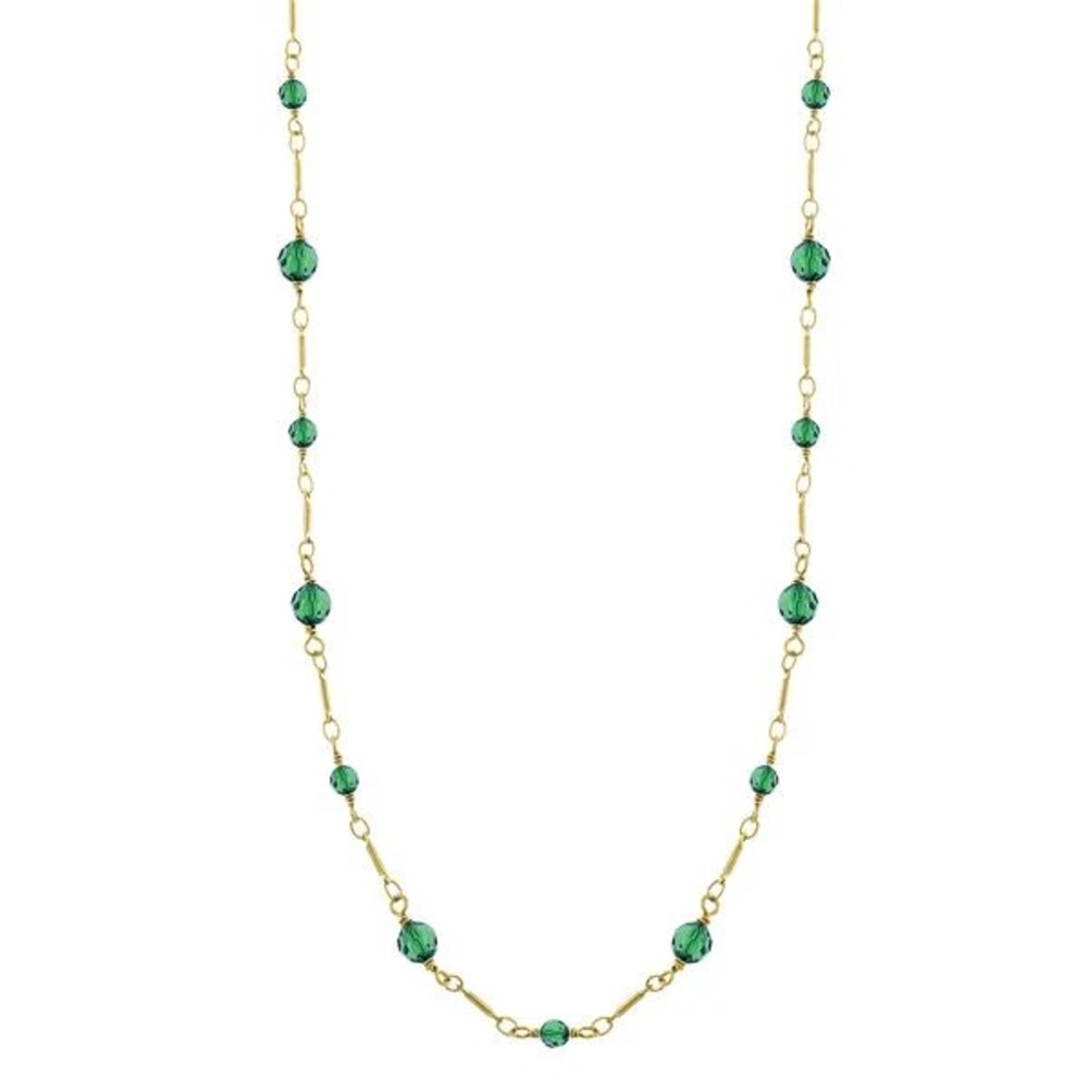 Downton Abbey 14K Gold-Dipped Green Beads Chain Necklace